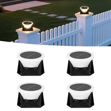 Solar Post Lights Fence Cap Light Outdoor Pack,Modern 5x5 6x6 Deck Lamp 4.7" 4