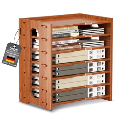 MIHOHO Dokumentenablage A4 Briefablage 7 Ablagefächer Holz, Dokumentenhalter, Briefa...