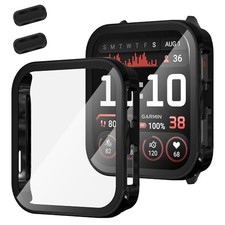 2-Pack PC Case Bumper with 9H Tempered Glass Screen Protector for Garmin Venu X1