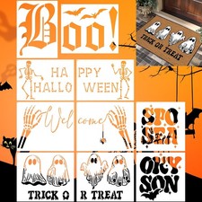 Halloween Stencils for Door Mats, Large Reusable 30x18inch, White