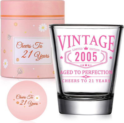 21St Birthday Gifts for Her - Limited Edition Shot Glass - Vintage 2005 Cheers t