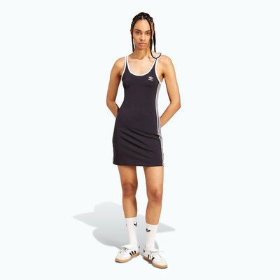 adidas Womens Originals 3 Stripe Mini Dress - White/Black Size M