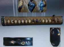 long Tsuka handle hilt dog menuki clam fuchi samurai sword fitting tsuba