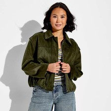Women's Bubble Hem Faux Suede Jacket - Wild Fable