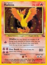 Heavily Played, English Pokemon Holo Moltres - 12/62 - Holo Rare - Unlimited Edi