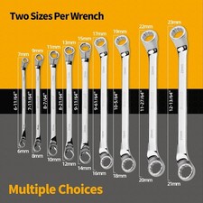 10 Pc Offset Wrench Set Metric And Standard 6-23mm 75-degree Large Wrench Kit