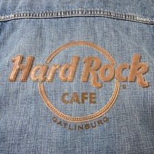 Hard Rock Gatlinburg Vintage Distressed Denim Jacket L XL 100% Cotton