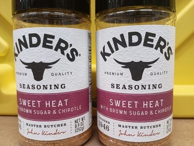 2 Kinder's  SWEET HEAT Seasoning 8.9 oz  Brown Sugar & Chipotle Pork Chicken Ect