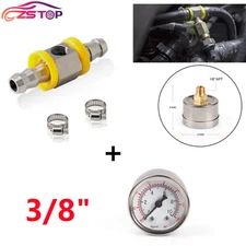 Fuel Pressure Gauge 0-140PSI with In-Line Adapter 3/8 Inch Oil Pressure Gauge