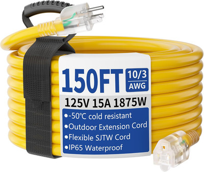 3-200Ft Outdoor/Indoor Extension Cord, Lighted 10/3 Gauge Ultra 3 Prong Heavy