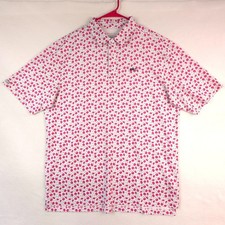 Straight Down Performance Golf Polo Shirt Men  s Large pink Bourbon Bottle Print