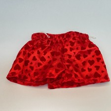 Build A Bear Workshop BABW Shorts Red Hearts Velvet Shiny