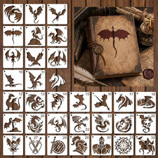 32 Mini Dragon Stencils for Fantasy Cards, Journals, Tags, Small Signs
