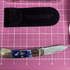 Case Blue Jigged Bone Lockback Masonic Gift Tin 3" Closed (61225L SS) - 02628