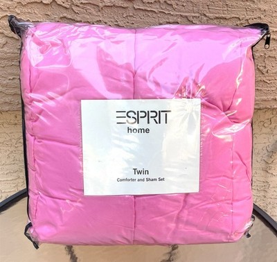 Esprit Bubblegum Pink 2pc Twin Comforter & Sham Girls Bedding Set Soft Polyester