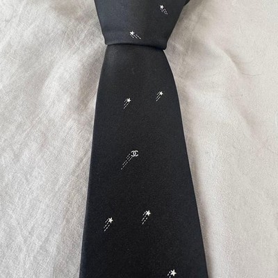 CHANEL Star Logo COCO MARK Tie Men Silk Black Genuine | eBay
