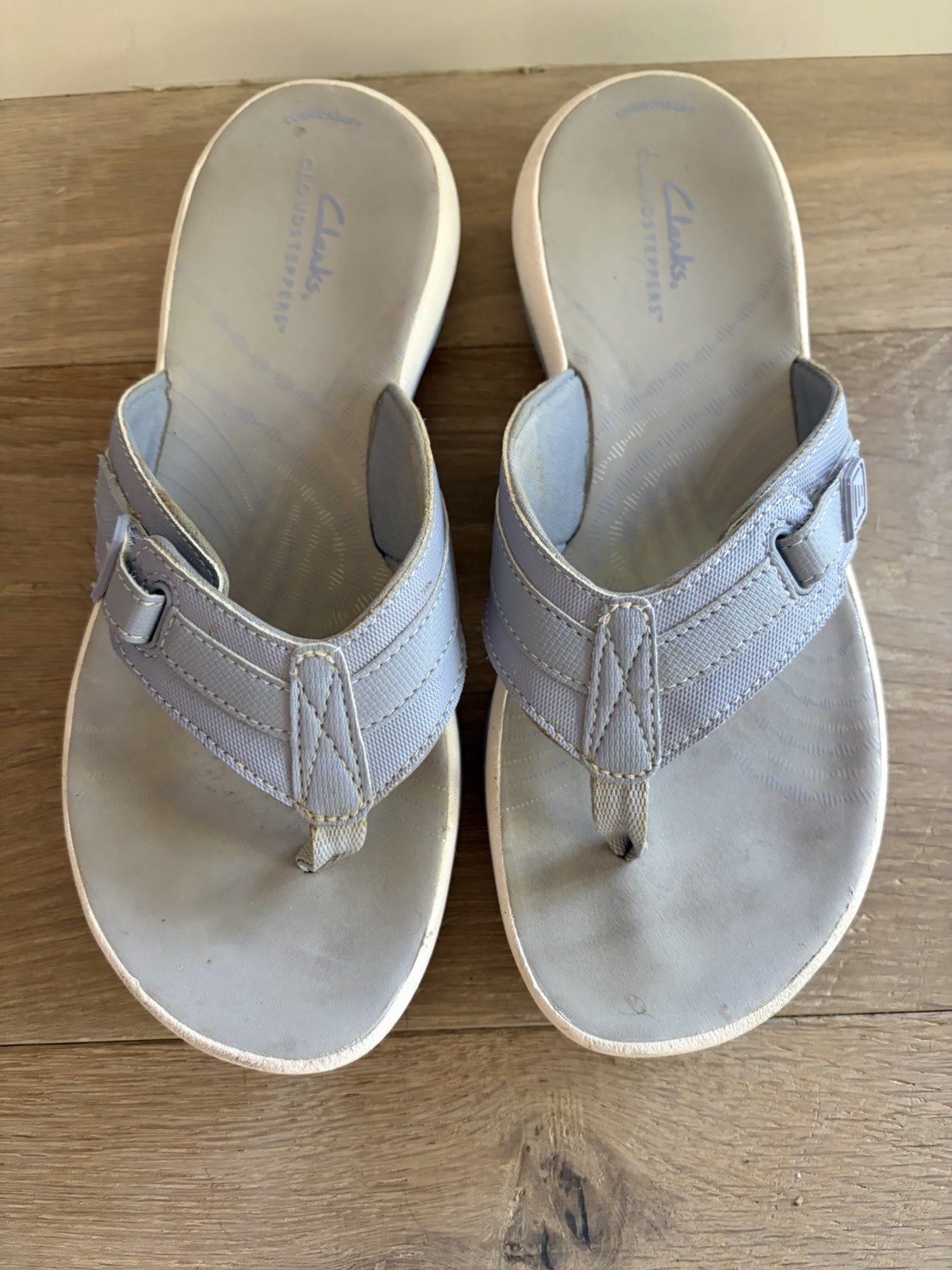 Clark’s cloudsteppers comfort sandals light blue beach summer casual style - 8