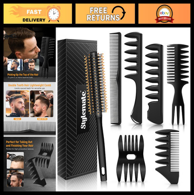 Men's Hair Styling Comb & Brush Set - Volume Roller, Pompadour, Slicked-Back, Fa
