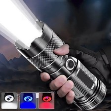 High Power Tactical 30W LED Flashlight Rechargeable COB Flashlights Long Lasting