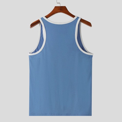 Summer Deep U-Neck Tank Top for Gym Men Sports Training Sleeveless T-Shirt Vest - Picture 5 of 9
