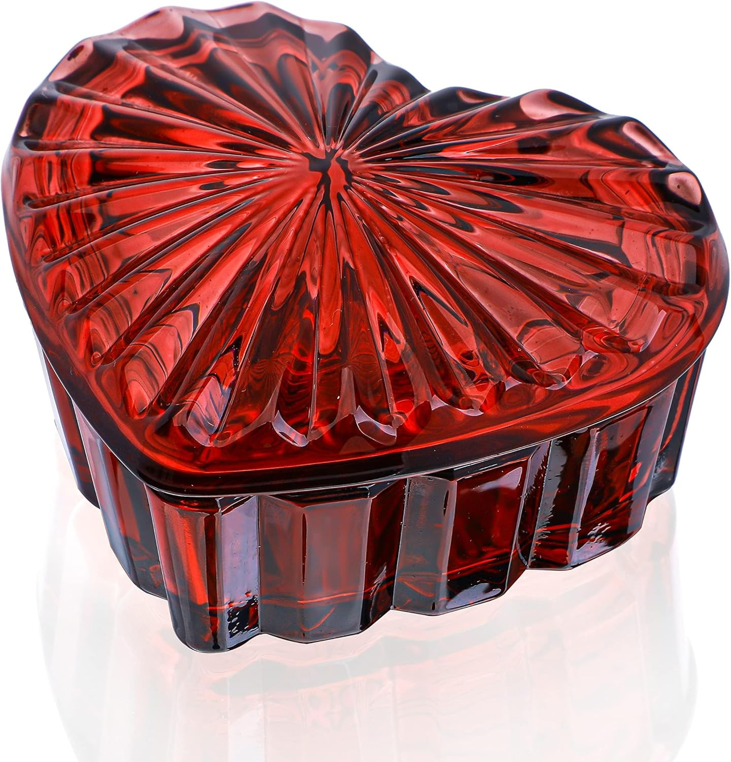 Crystal Glass Heart-Shaped Jewelry Box,Candy Box with Lid,Women'S Covered Earrin