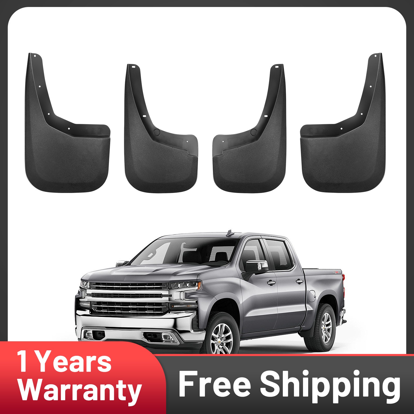 For 07-13 Chevrolet Silverado 1500/2500 Front Rear Mud Flaps Splash Guards 4x