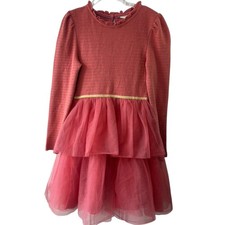 Mini Boden Girls Jersey Tulle Mix Dress Blush Pink Age 9-10 Years