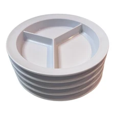 Set of 5 Yanco Melamine Divided Plates NS-701W White NSF Dishwasher Safe 10” Sec