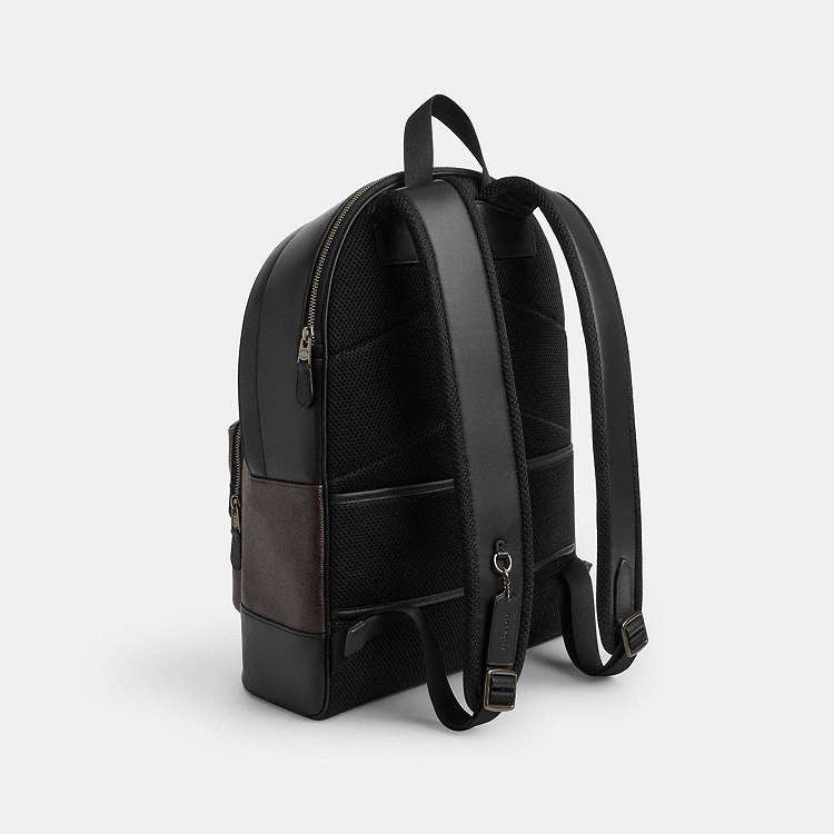 Rare Coach West Backpack In Signature Canvas With Varsity Strip NWT image 8