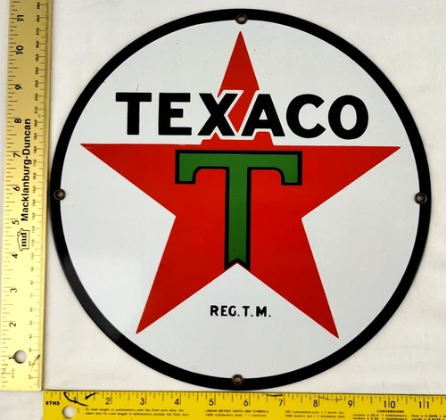VINTAGE TEXACO MOTOR OIL PORCELAIN SIGN 11 1/4" ROUND SIGN REPRODUCTION