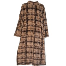 Stan Herman Zipup Lounger Robe 1 Size Brown Animal Print Fleece Coastal Cozy