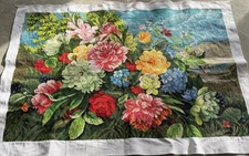 Larger Handmade completed finished cross stitch Flower 43''x 29'' New Decor