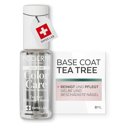 PODERM Pflegelack Mit Tea Tree - Base Coat | Swiss Lab - 8ML | Angereichert Mit 