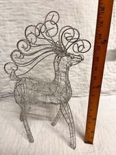 Silver Metal Wire Reindeer Christmas Holiday Figurine 16 in Freestanding Decor