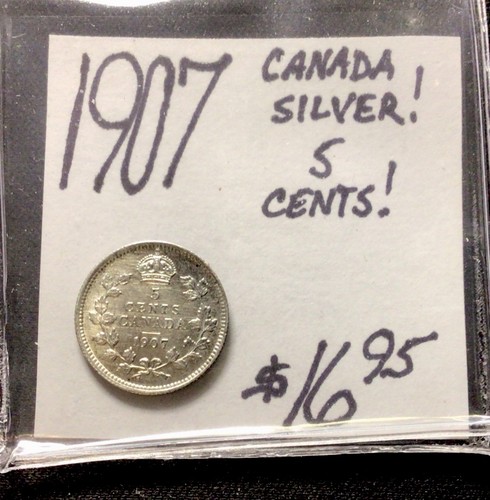 1907 Canada Silver! 5 Cents! ENN Coins