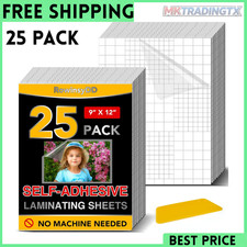25 Pack Self Adhesive Laminating Sheets, 9 X 12 Inch, Clear Sticker Laminate She