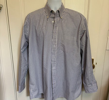GANT Men  s Dress Shirt 16.5 34/35 Blue White Striped Oxford Button Down