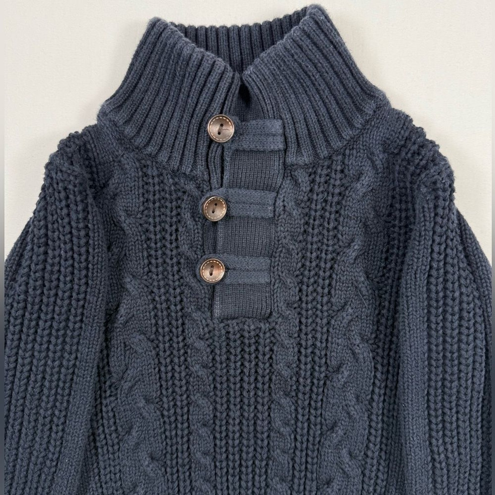 ZARA KIDS Boys Chunky Cable Knit Sweater 2-3 Navy Preppy Fisherman Nautical Cozy thumbnail 2