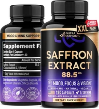 Natural Saffron Supplements - Pure Extract 88.5 180 Count (Pack of 1) 