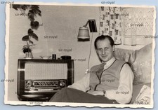 Man Next to Saba Tube Radio - 1950s - Photo 10x7cm