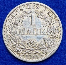 1 Mark 1915 A Deutsches Reich Silbermünze in Sehr schön+