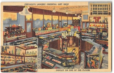 CHEE WO TONG Chinese Emporium CHICAGO, IL Gift Shop 1940 Linen Vintage Postcard