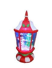 6 Foot Tall Lighted Christmas Inflatable Lantern with Snowman and Tree LEDs 