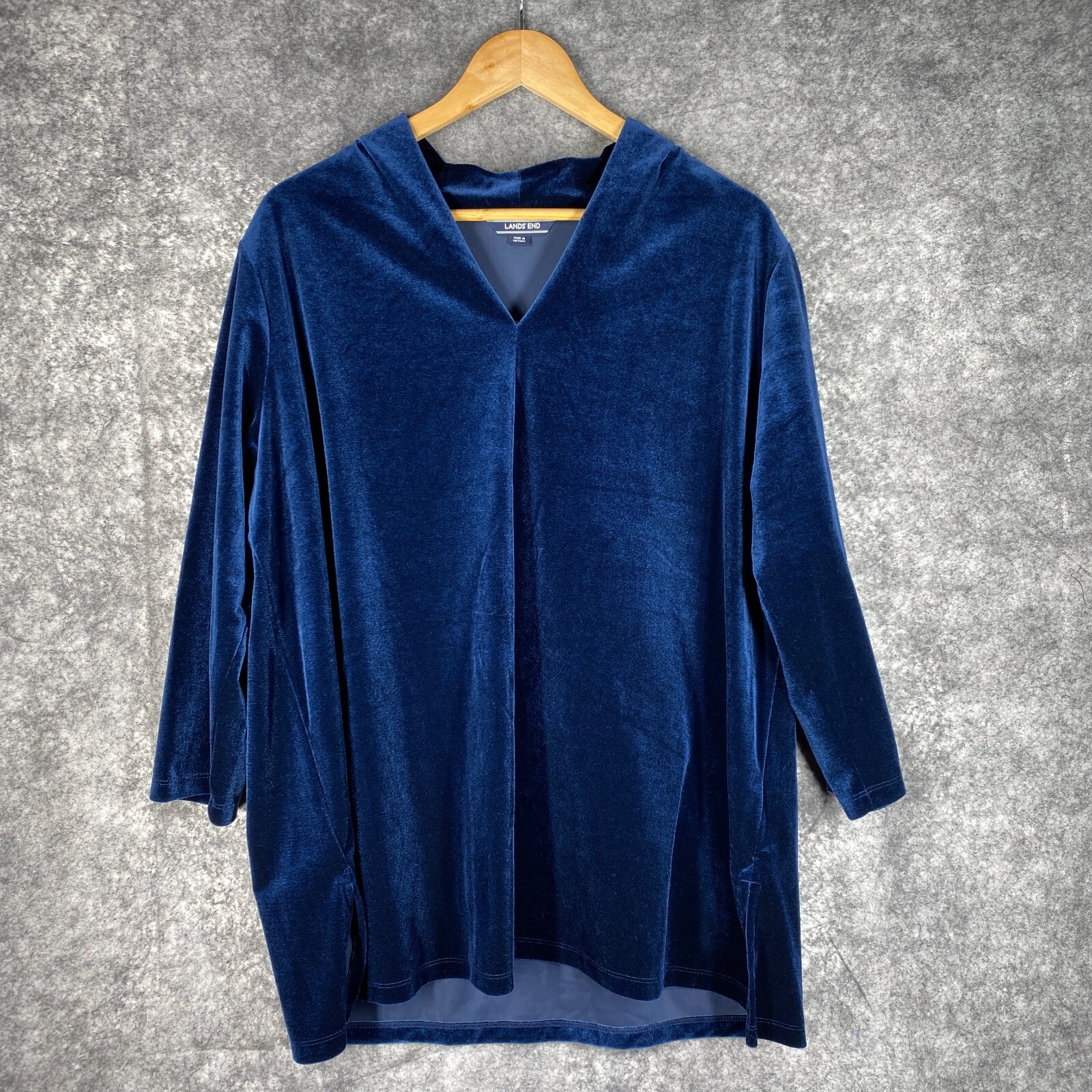 Lands End Shirt Womens 1X 16W 18W Blue Velvet Velour Shimmer Soft Stretch Tunic eBay