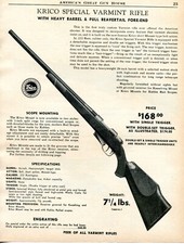 Anuncio impreso 1961 de rifle especial Varmint Krico .222
