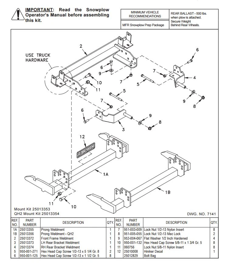 Hiniker Snowplow Mount QH2 2015-2019 Chevy/GMC K2500-3500, 25013354 Foto 2 de 4