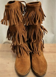 Bottes boots à franges femme MINNETONKA daim marron 8 US 6,5 UK 40 EUR 25,7  cm | eBay