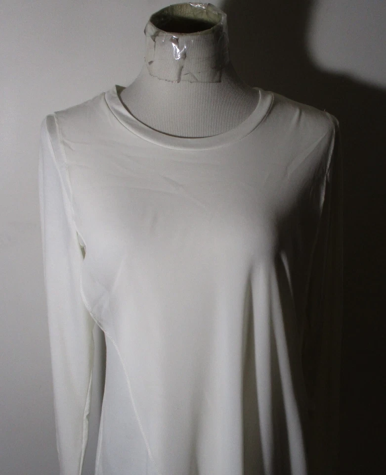 Blusa feminina LISA RINNA branca manga longa em camadas tamanho P - Imagem 2 de 4