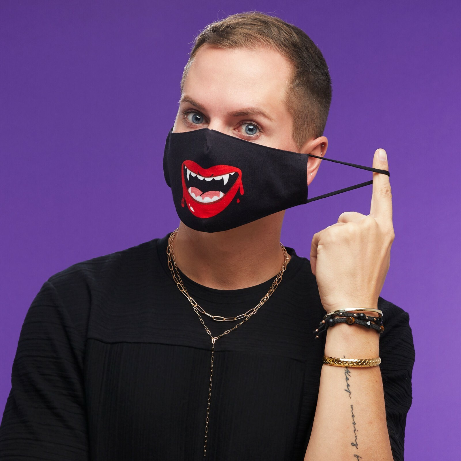 Vampire Black Face Mask Halloween Unisex One Size New eBay