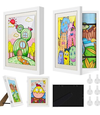 2 Stück Kinder Kunst Rahmen - Kunstwerk Display Rahmen Frontöffnung A4 hält 150 Seiten